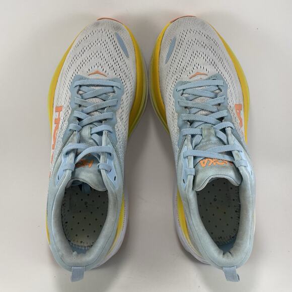 Hoka One One Bondi 8 Running Shoes Womens Size 10.5 B Summer Song Blue Yellow - Picture 5 of 11